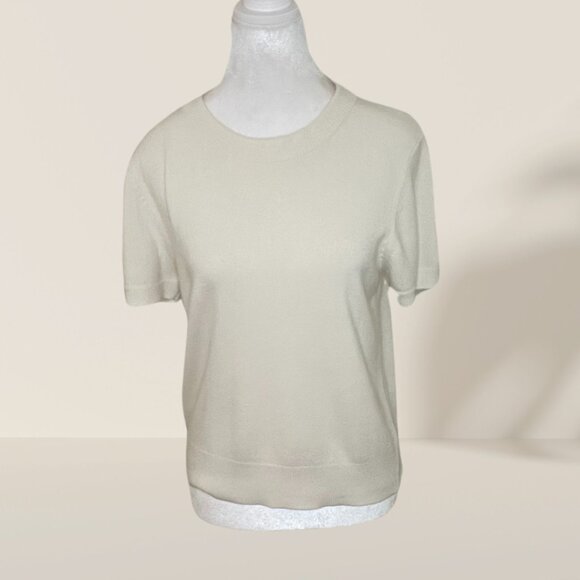 Sag Harbor Petite Cream Short Sleeve Sweater - Size PM - Picture 1 of 5